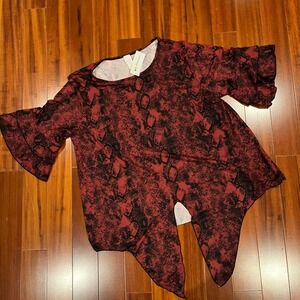 Red Black Snake Tee Milly Penzance Tie Front Short Sleeve Top New Size XL